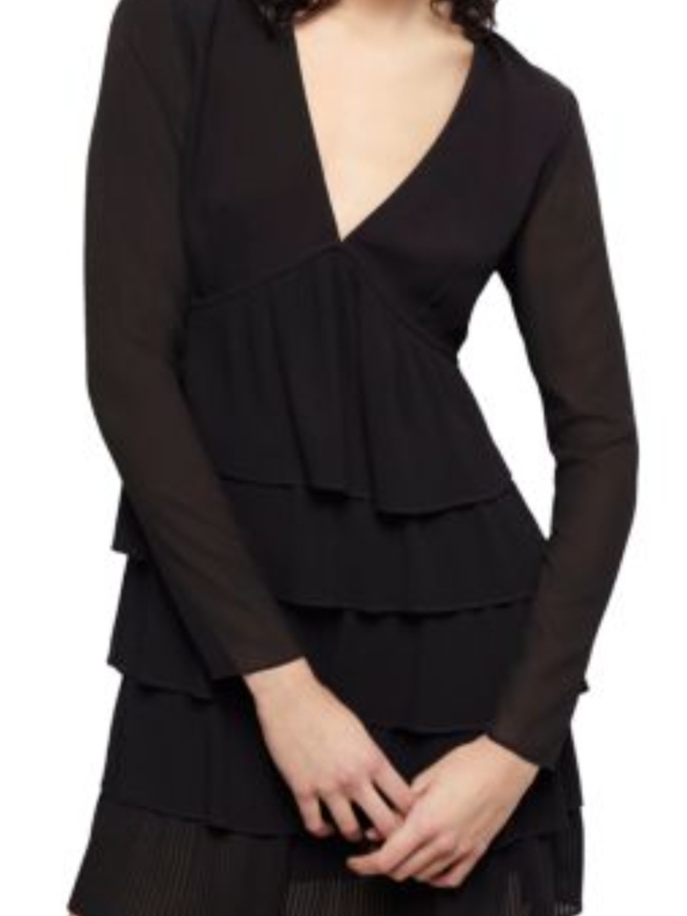 The Kooples Women's Black Tiered Long-Sleeve Dress, Size Small, New With Tags